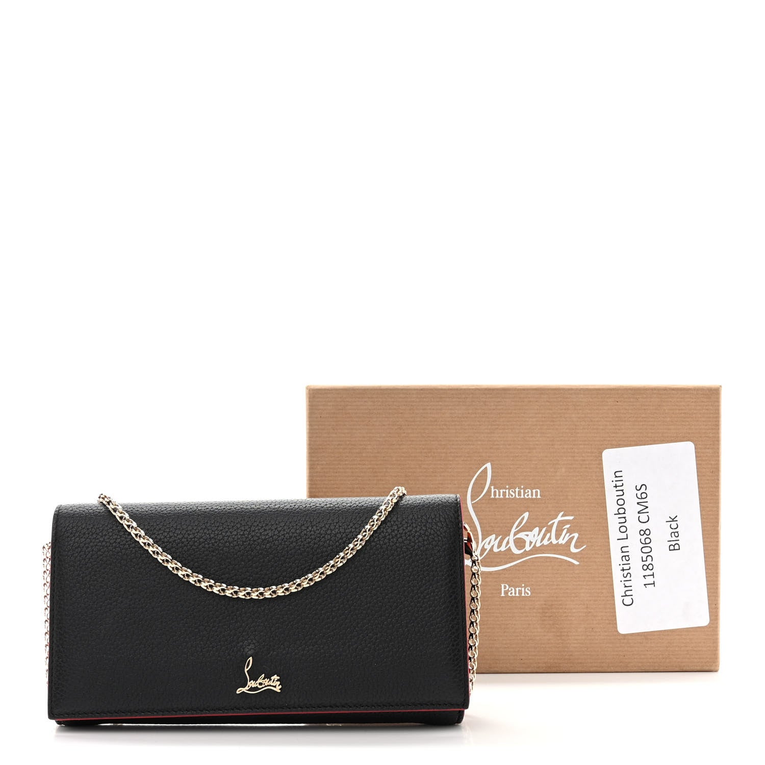 Christian Louboutin Calfskin Boudoir Chain Wallet Black 1459064