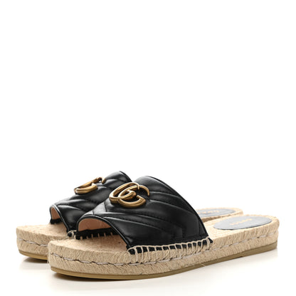 Gucci Nappa Matelasse GG Marmont Espadrille Slide Sandals 37 Black 3 of 10