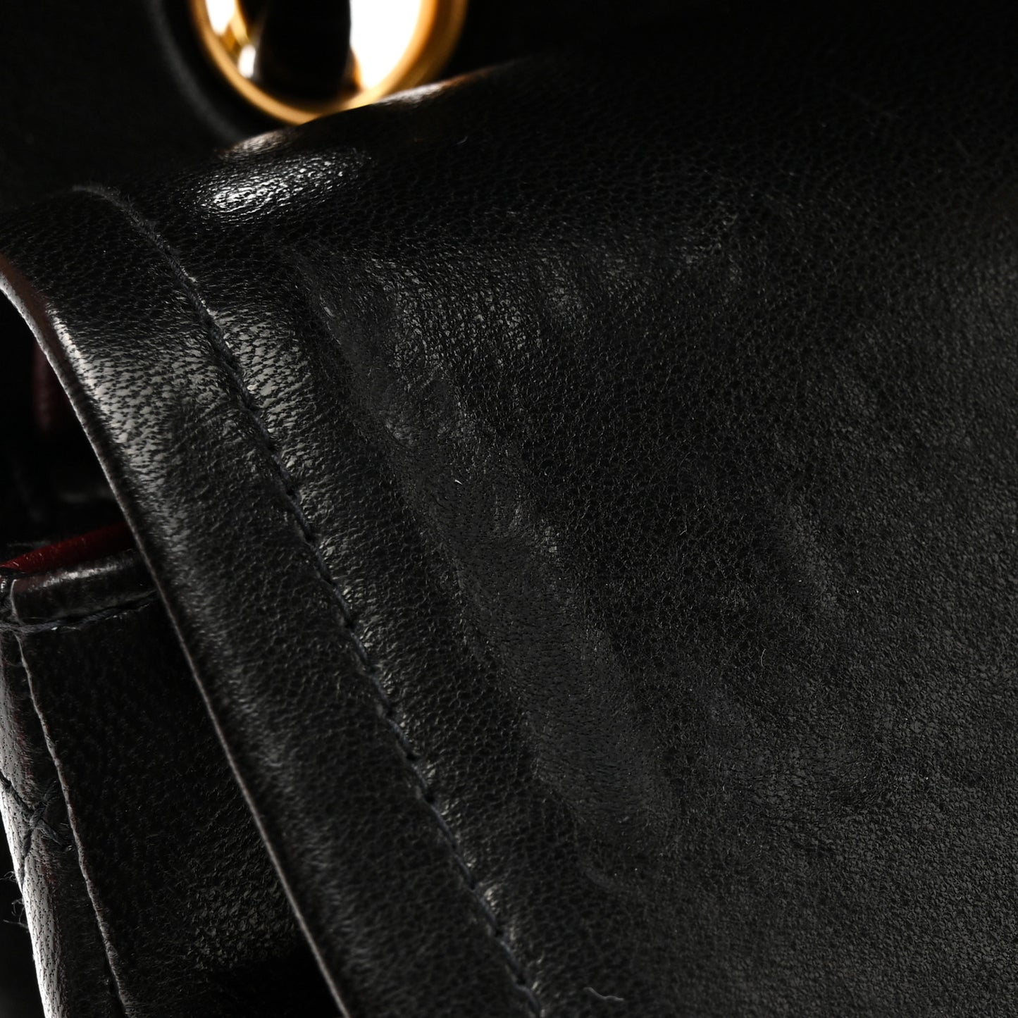 Lambskin Quilted Medium Double Flap Black