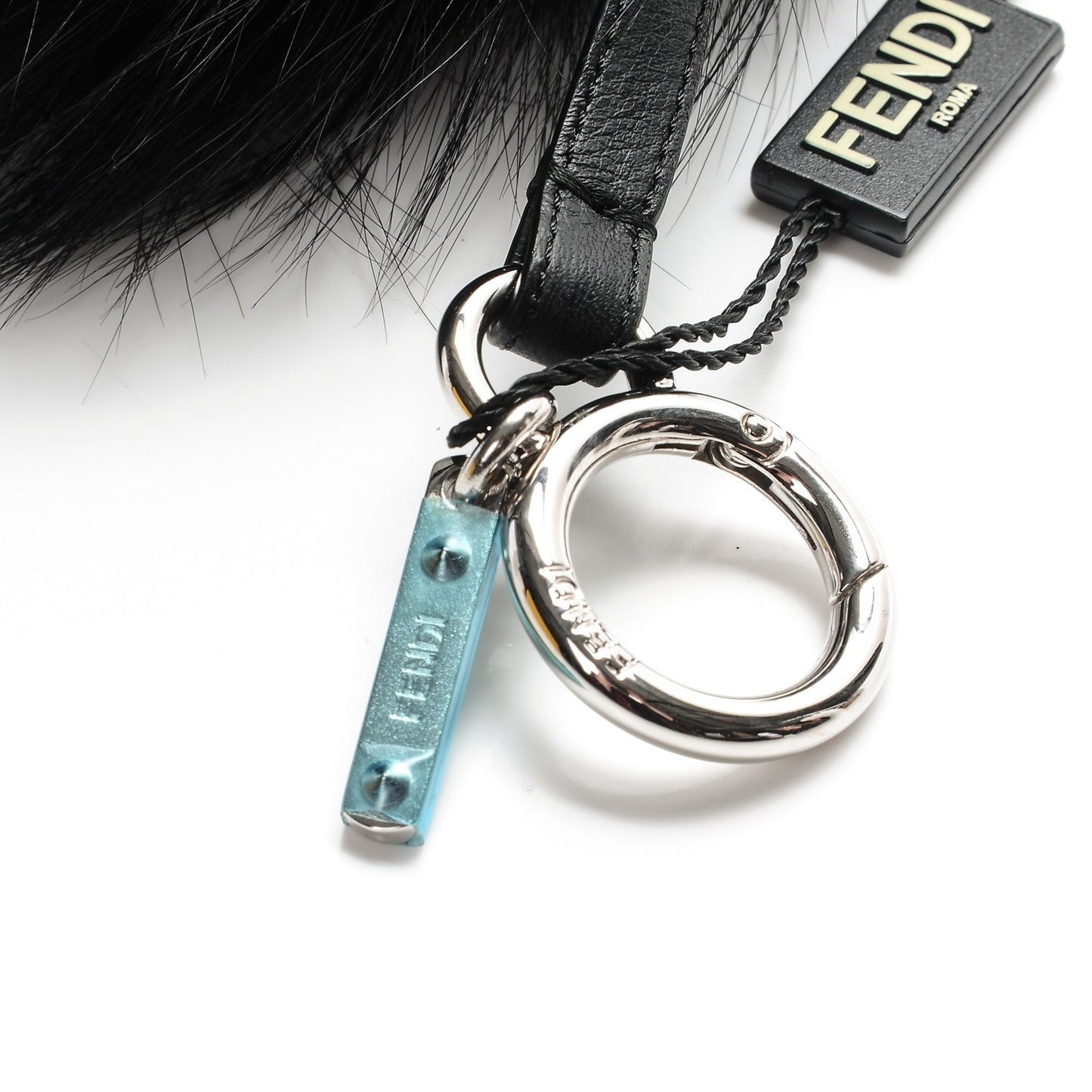 Fox Fur Shearling Crystal Pinky Punky Monster Bag Bug Charm Black Bubblegum