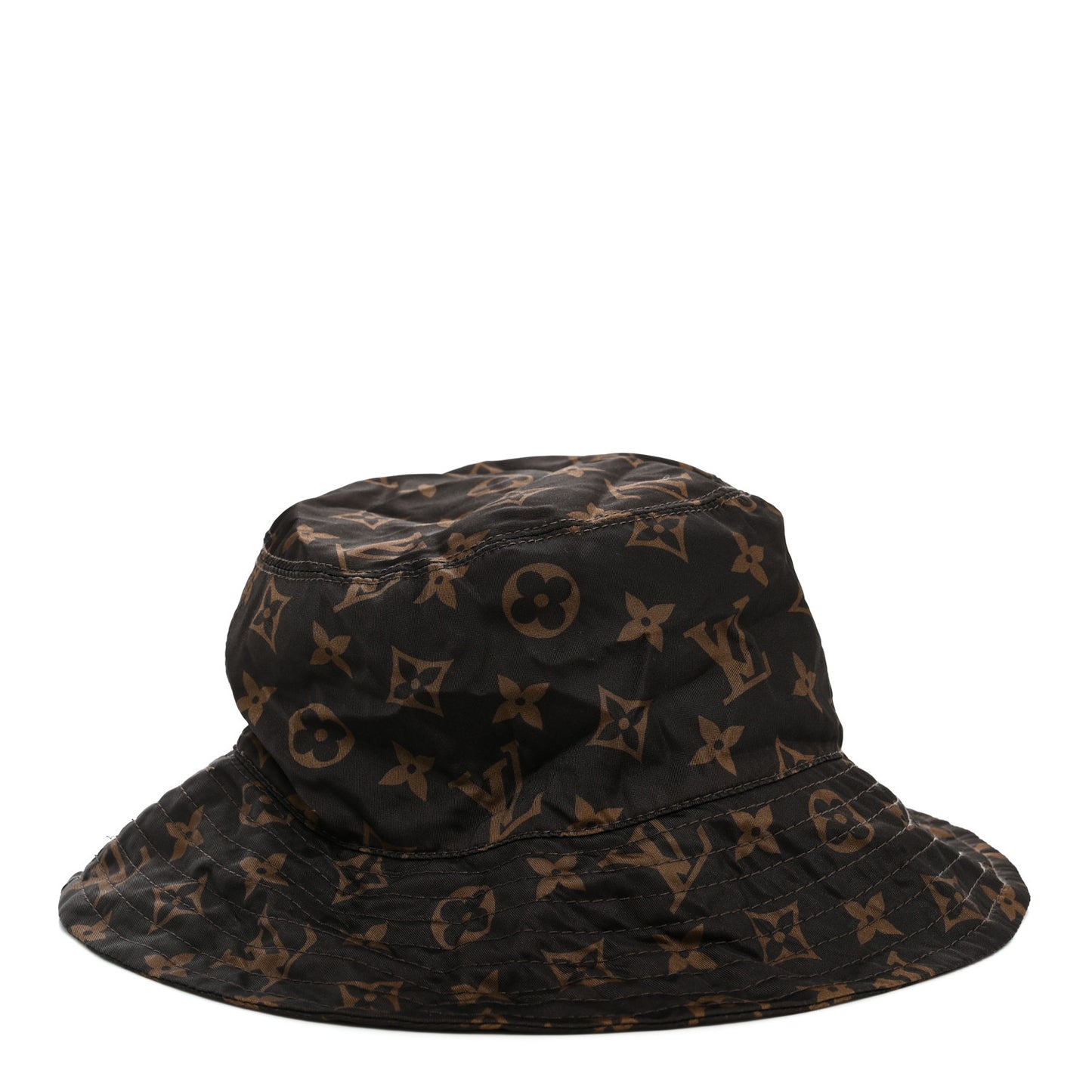 Nylon Monogram Reversible Bob Bucket Hat S Brown Black