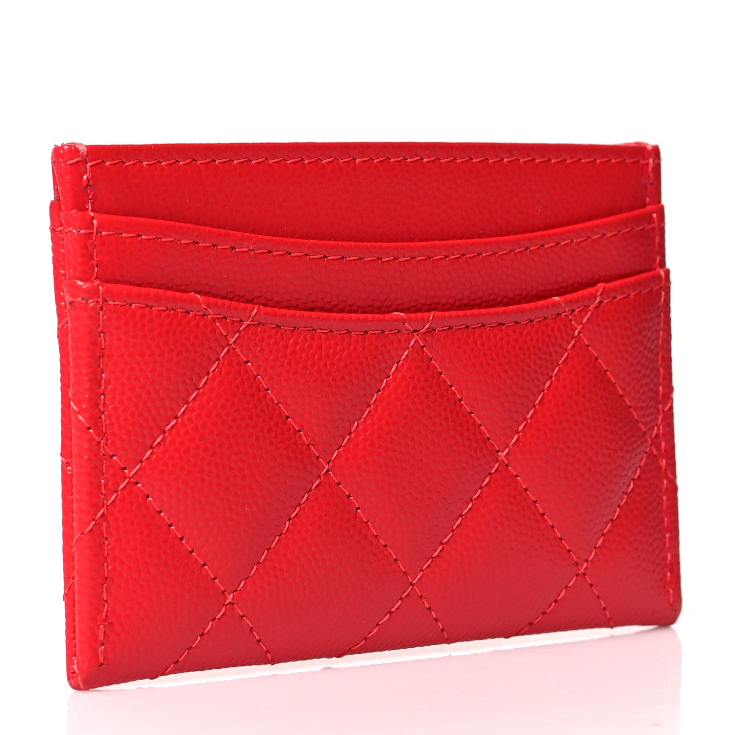 Chanel Caviar Quilted Card Holder Red 3 of 9