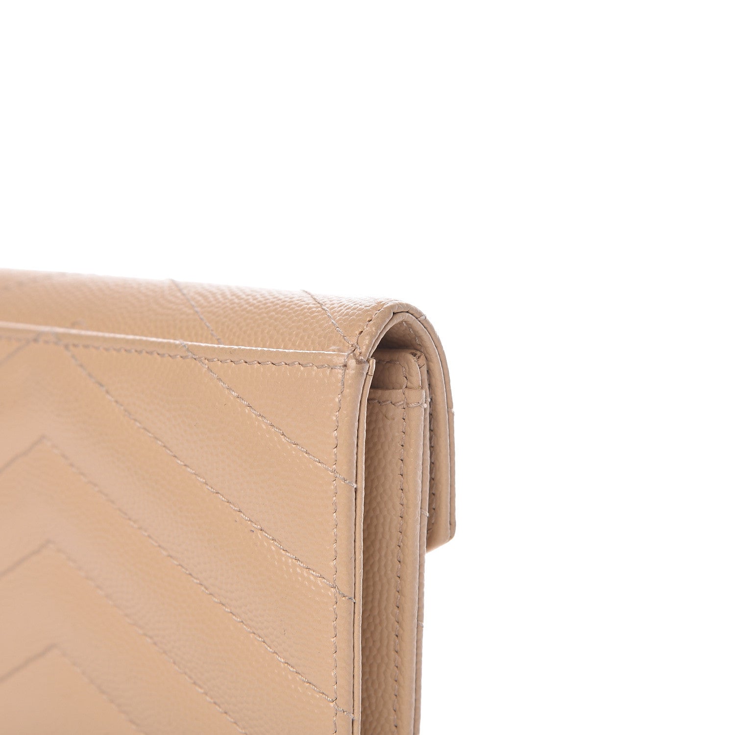 Saint Laurent Grain De Poudre Matelasse Chevron Small Monogram Envelope Wallet Nude Powder 10 of 13