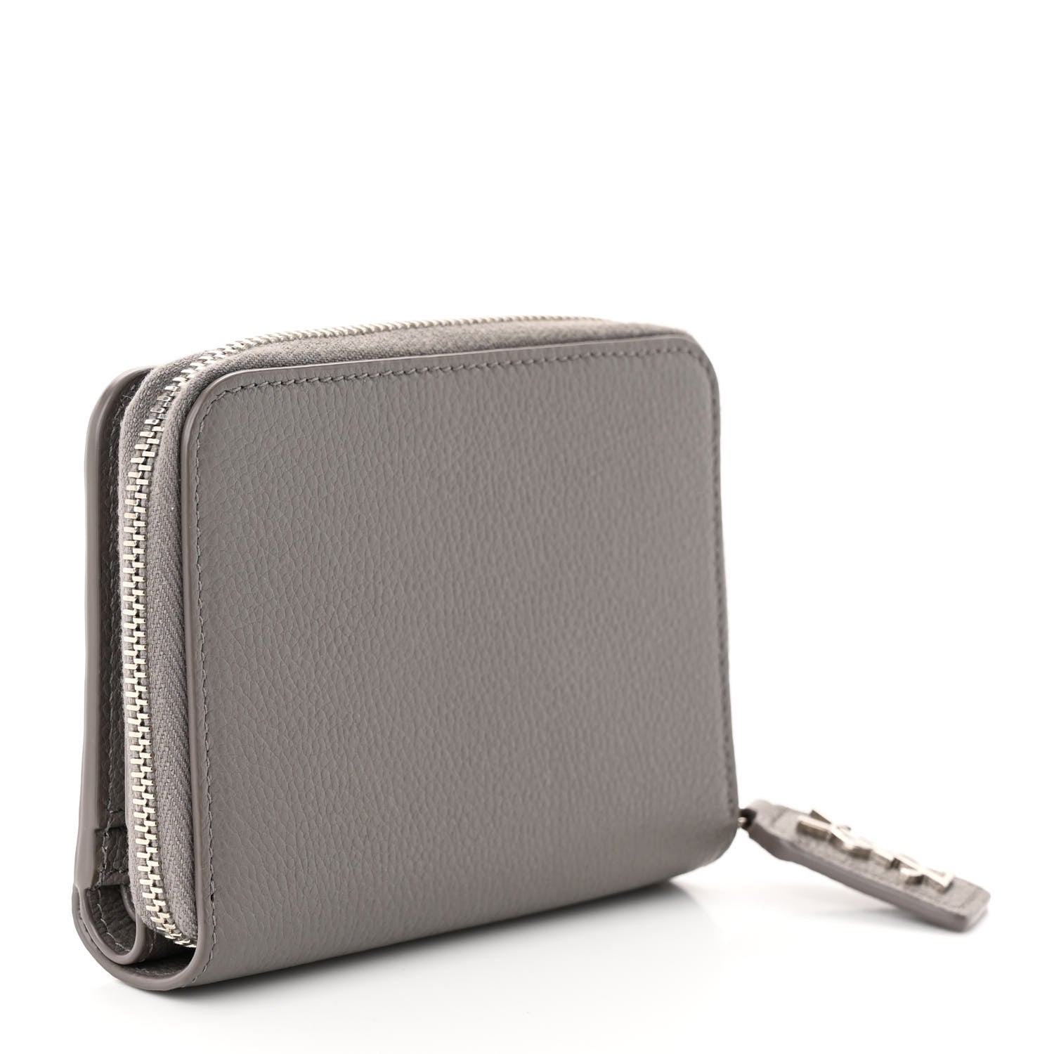 Saint Laurent Grained Calfskin Rive Gauche Compact Zip Around Wallet Fog 3 of 9