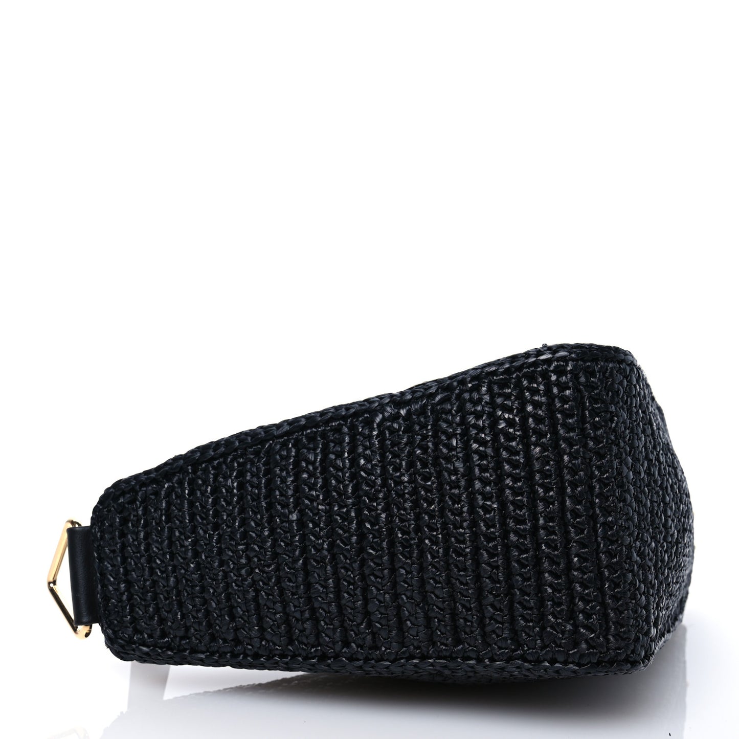 Yarn Raffia Effect Crochet Triangle Shoulder Bag Black