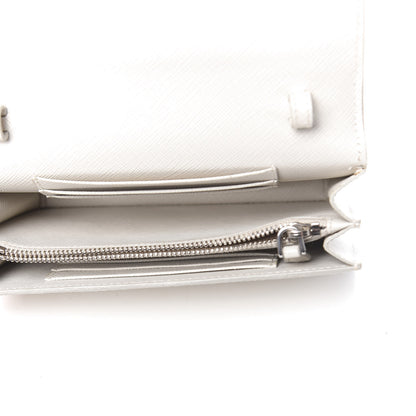 Prada Saffiano Metal Flap Wallet With Strap Talco 5 of 9