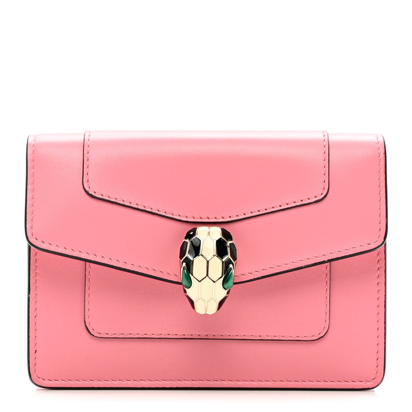 Calfskin Serpenti Forever Purse Card Holder Pink