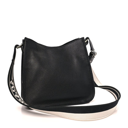 Prada Vitello Daino Soft Hobo Messenger Bag Black 3 of 10