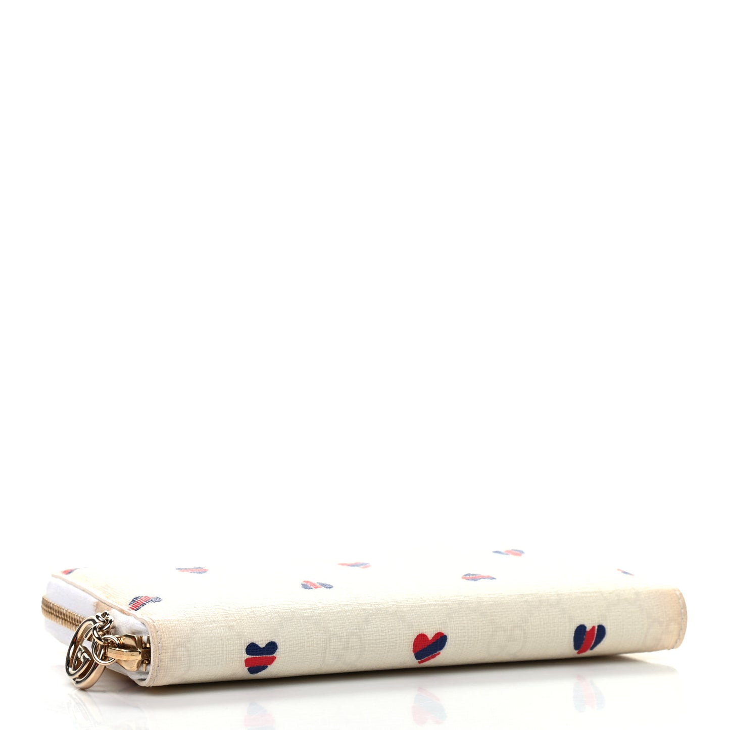 GG Plus Monogram Hearts GG Pierce Zip Around Wallet White Red