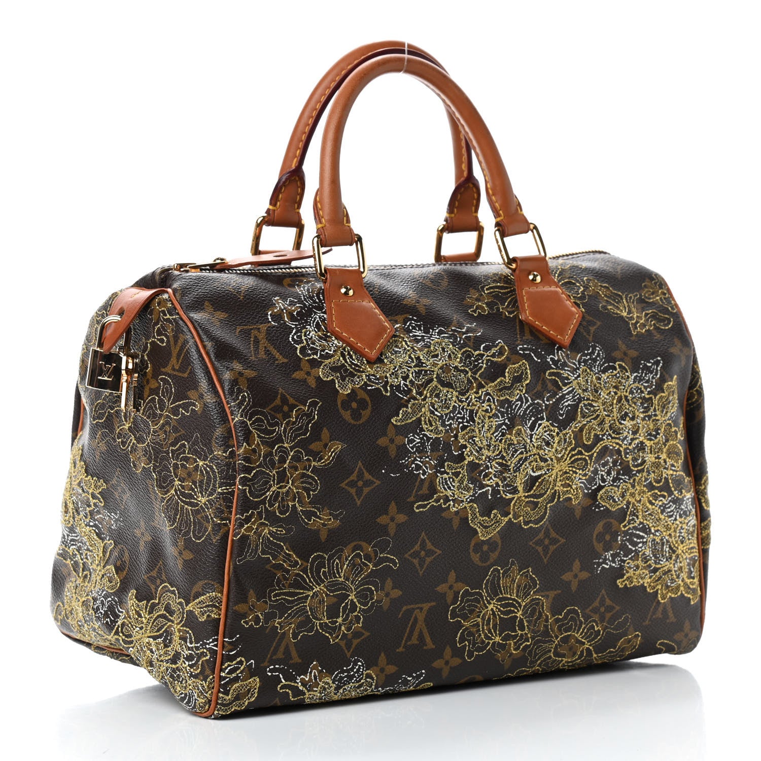 Louis Vuitton Monogram Dentelle Speedy 30 Gold 2 of 7