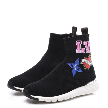 Louis Vuitton Stretch Fabric LV Black Heart Sock Sneaker 37 Black 2 of 10