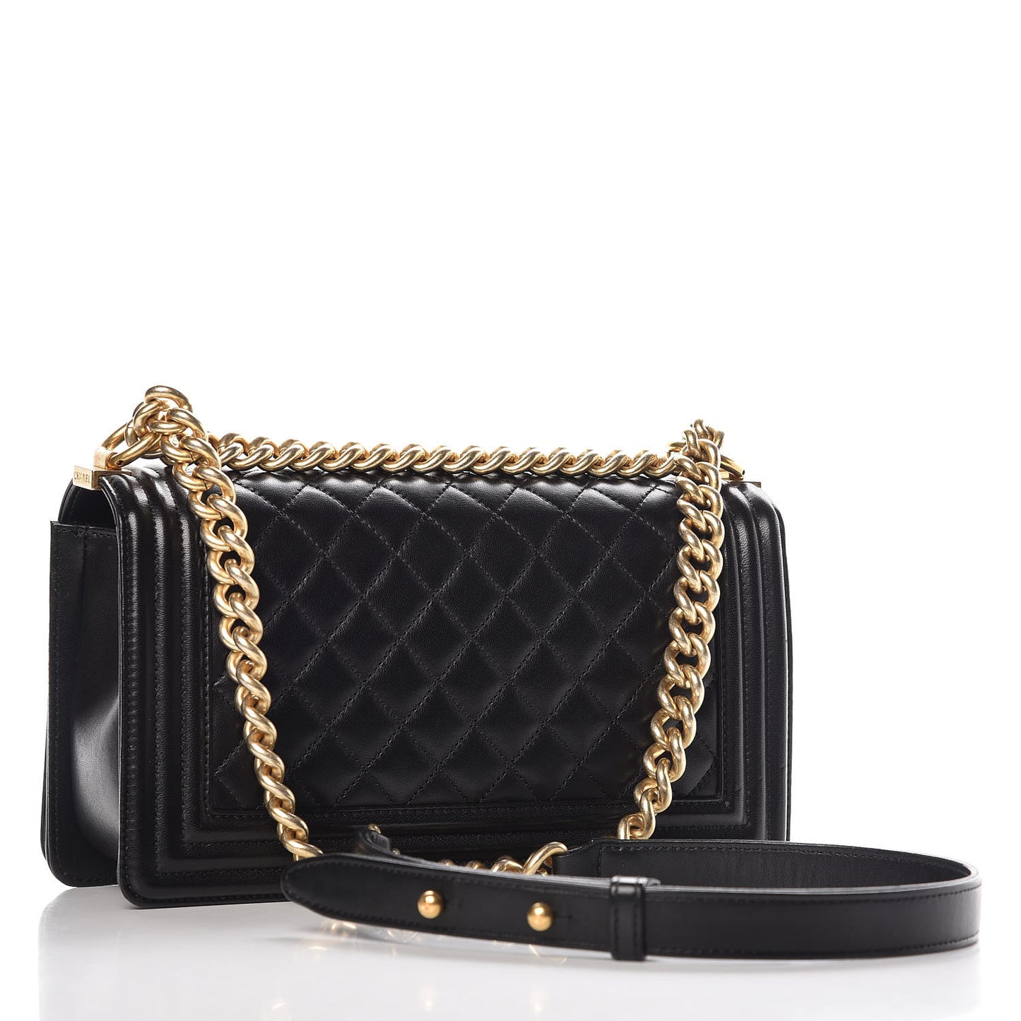 Lambskin Quilted Medium Boy Flap Black