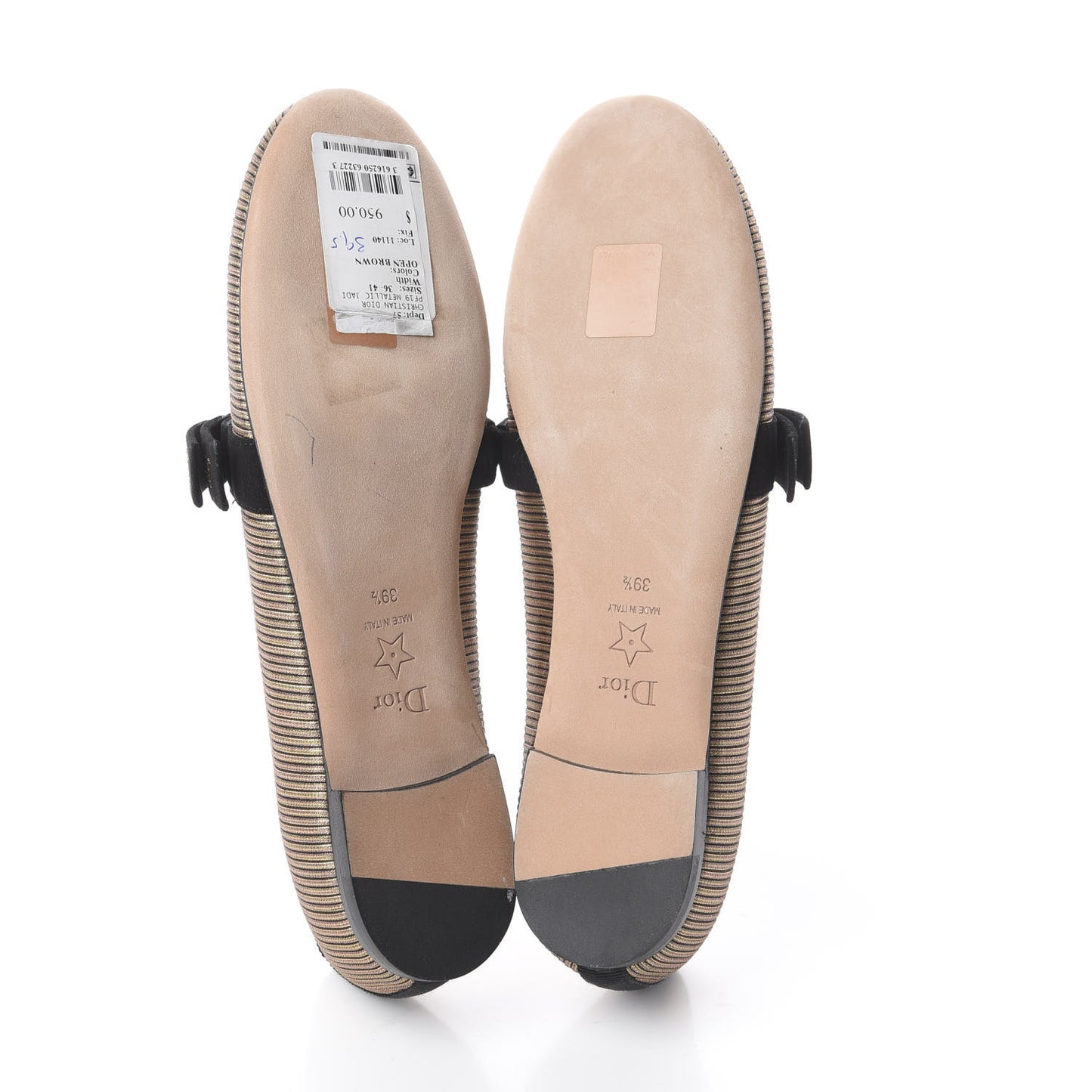 Laminated Grosgrain Miss J'Adior Ballerina Flats 39.5 Bronze