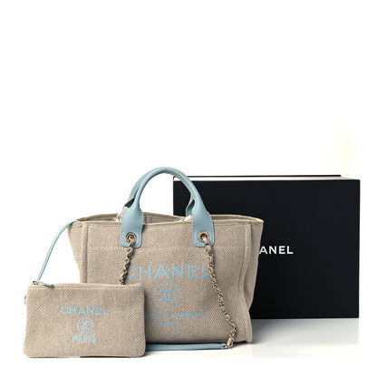 Chanel Mixed Fibers Calfskin Small Deauville Tote Grey Light Blue 11 of 11