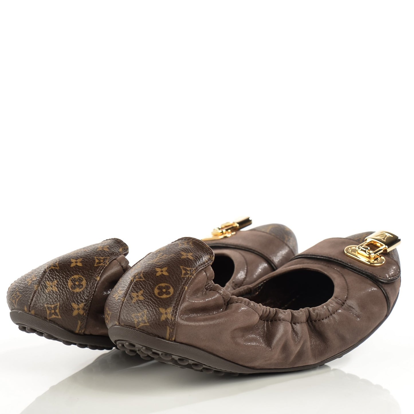 Iridescent Calfskin Monogram Lucky Ballerina Flats 35.5 Brown