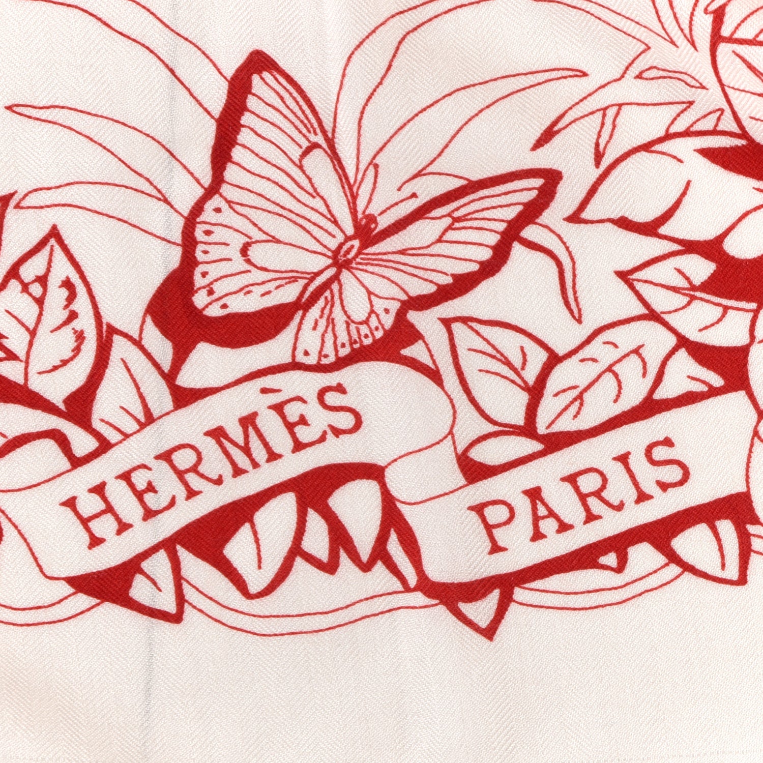 Hermes Cashmere Silk Jungle Love Tattoo Shawl 140 White Rouge 2 of 4