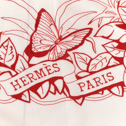 Hermes Cashmere Silk Jungle Love Tattoo Shawl 140 White Rouge 2 of 4