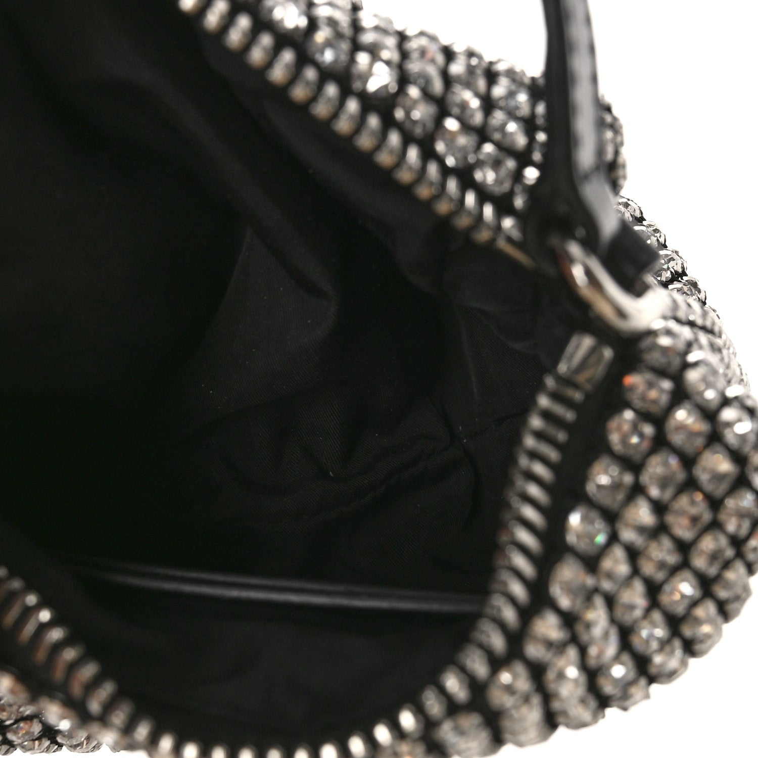 Alexander Wang Mesh Crystal Rhinestone Mini Heiress Pouch Black Silver 5 of 10