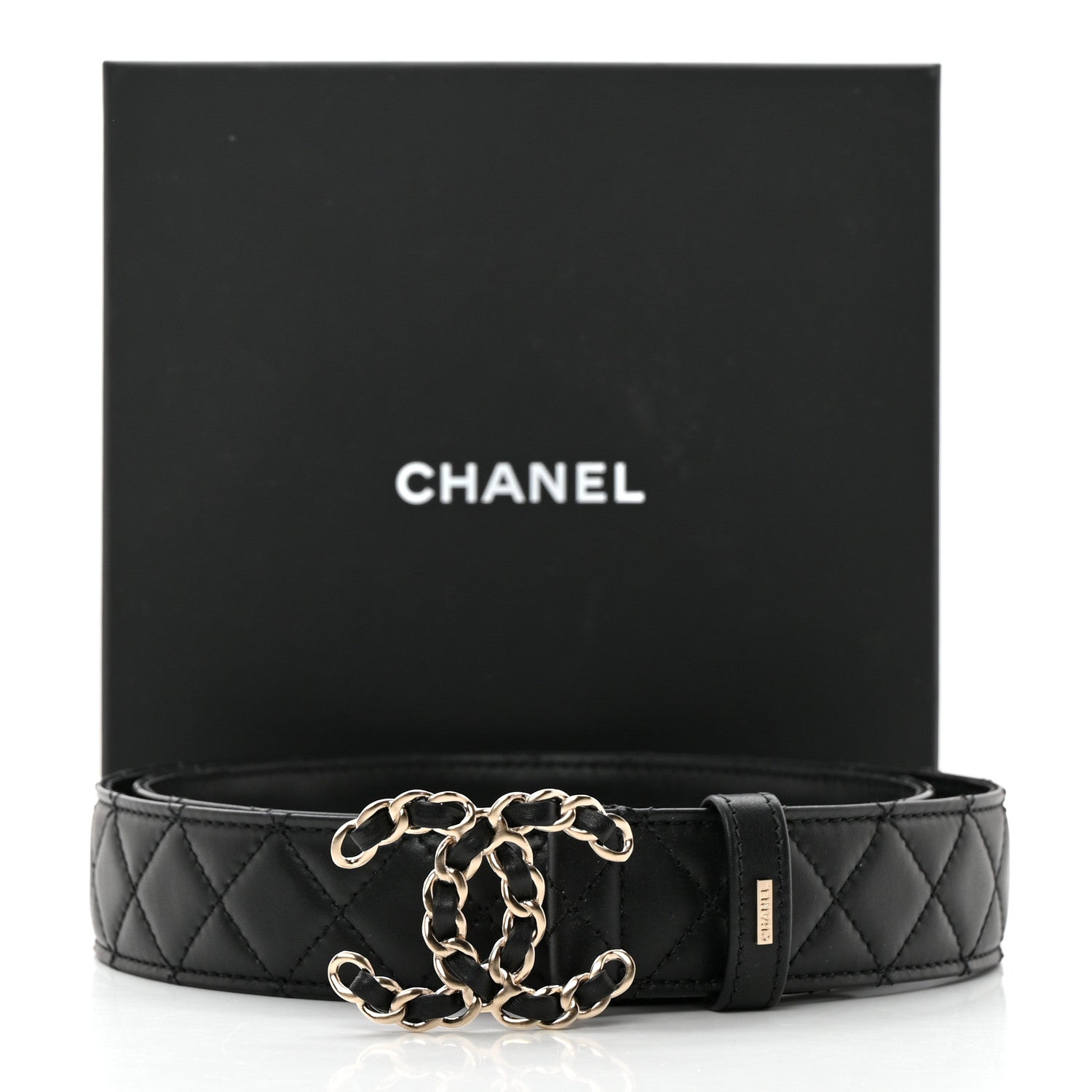Chanel Lambskin Quilted CC Chain Belt 95 38 Black 6 of 6