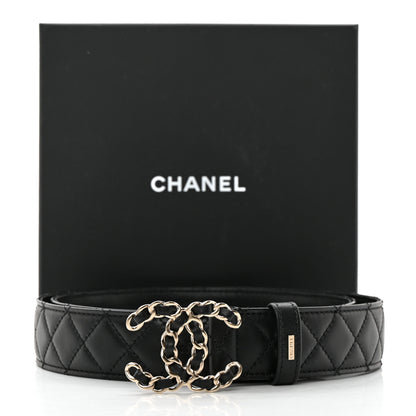 Chanel Lambskin Quilted CC Chain Belt 95 38 Black 6 of 6