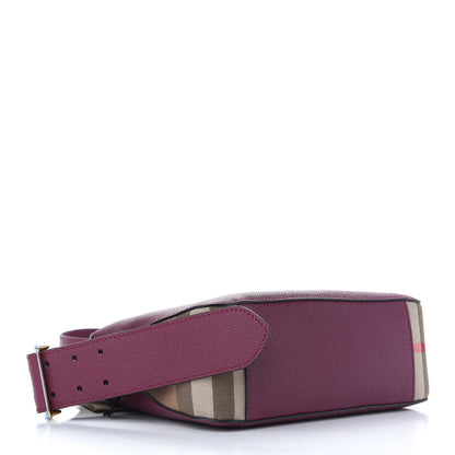 Burberry Soft Grain Calfskin House Check Small Helmsley Crossbody Dark Plum 3 of 7