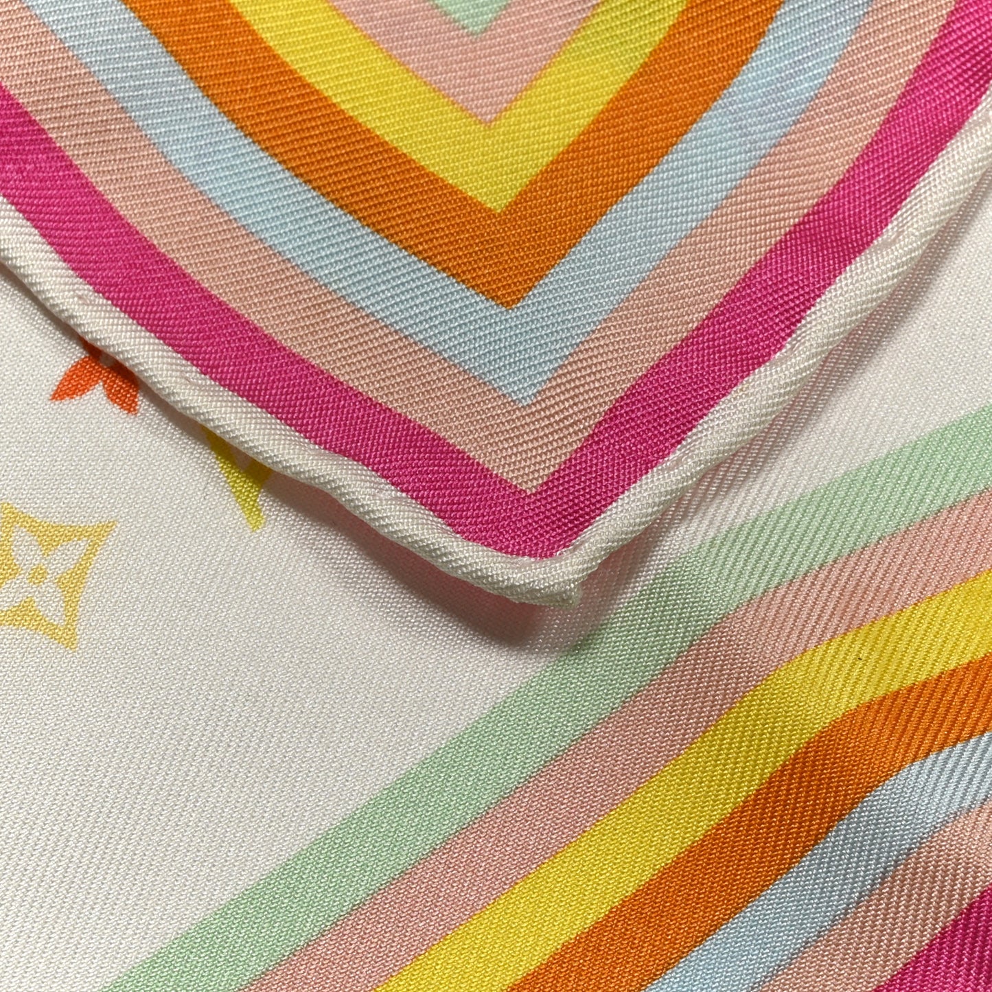 Silk Monogram Multicolor Scarf White