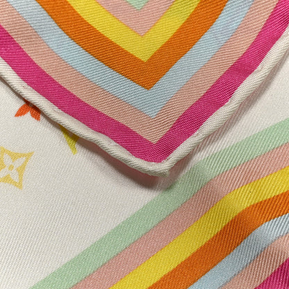 Louis Vuitton Silk Monogram Multicolor Scarf White 4 of 4