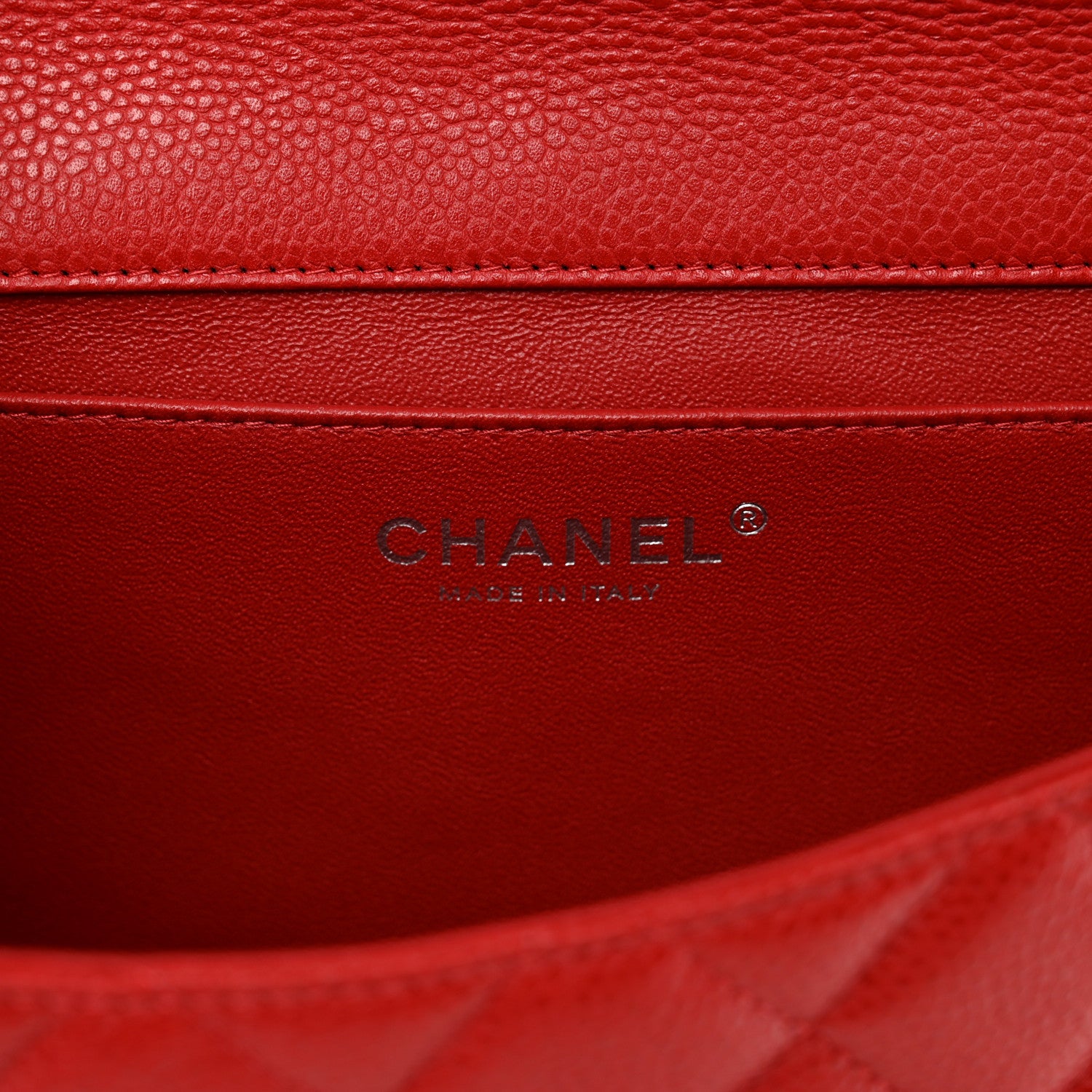 Chanel Caviar Quilted Clutch With Chain Flap Red 7 of 10