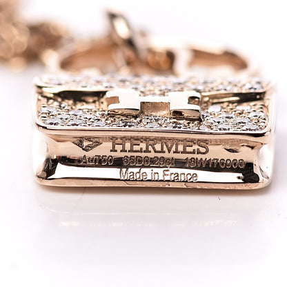 Hermes 18K Rose Gold Diamond Constance Amulette Pendant Necklace 6 of 7