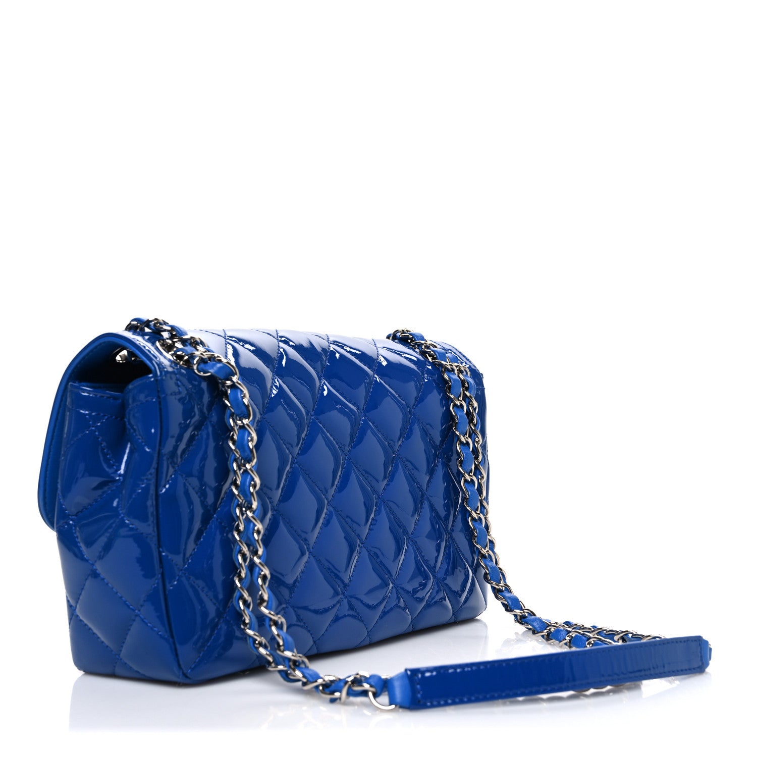 Chanel Patent Quilted Large Coco Shine Flap Blue 3 of 11