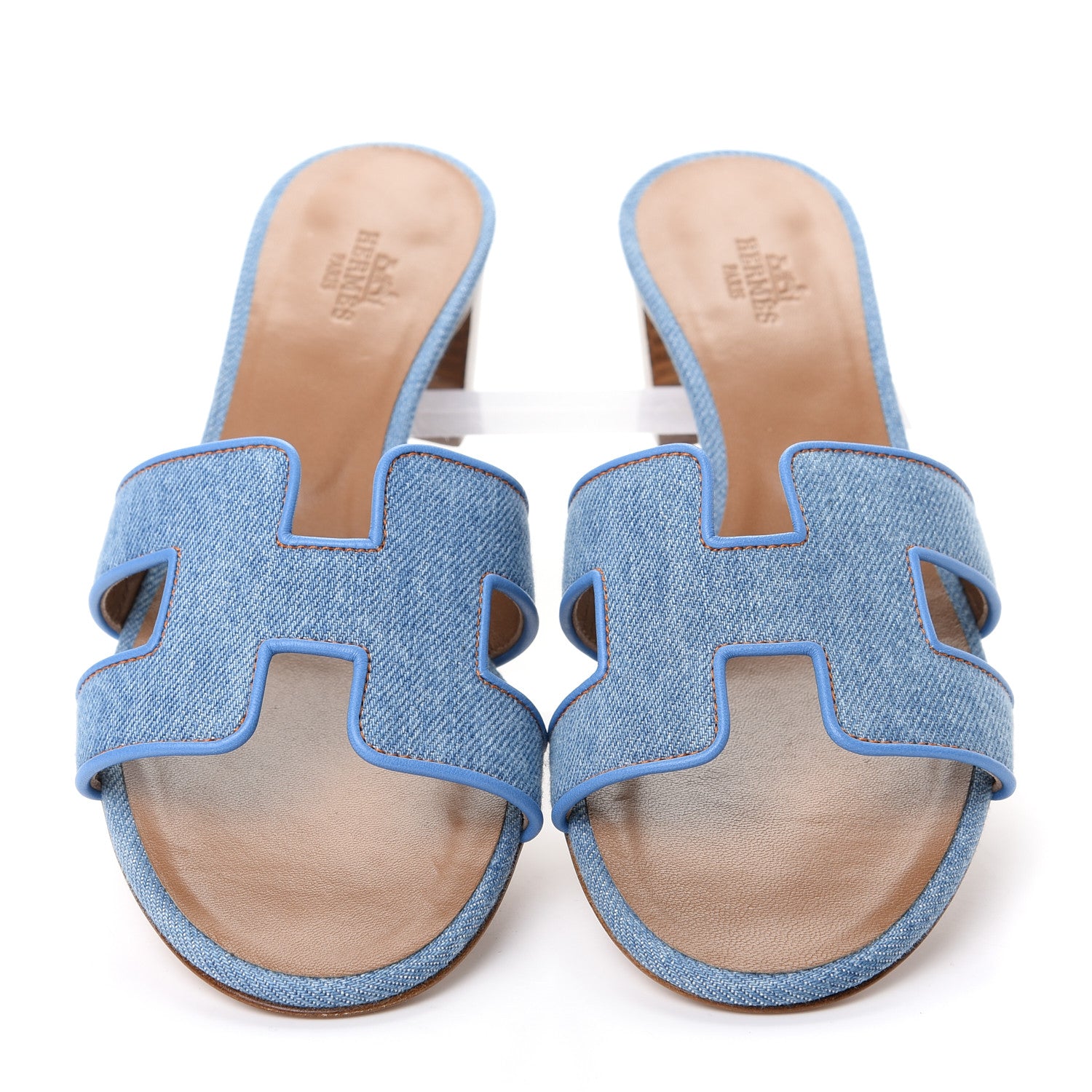 Hermes Denim Oasis Sandals 37.5 Bleu Clair 5 of 11