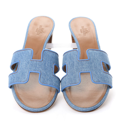 Hermes Denim Oasis Sandals 37.5 Bleu Clair 5 of 11