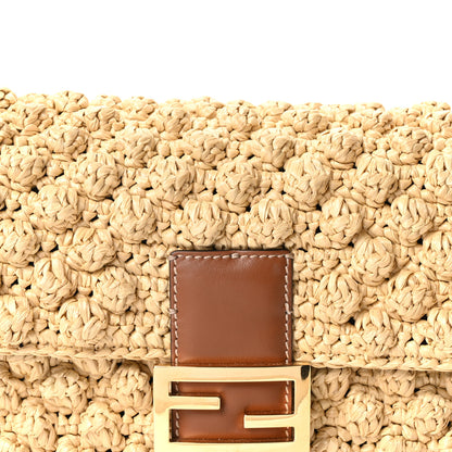 Fendi Hazelnut Stitch Raffia Baguette Beige 8 of 10