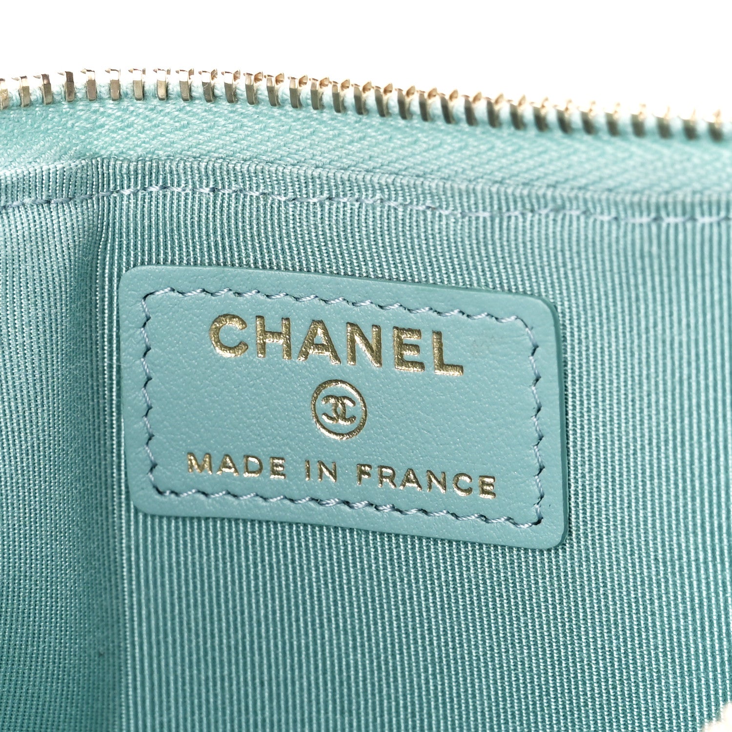 Chanel Caviar Quilted Classic Flat Wallet Pouch Light Blue 6 of 11