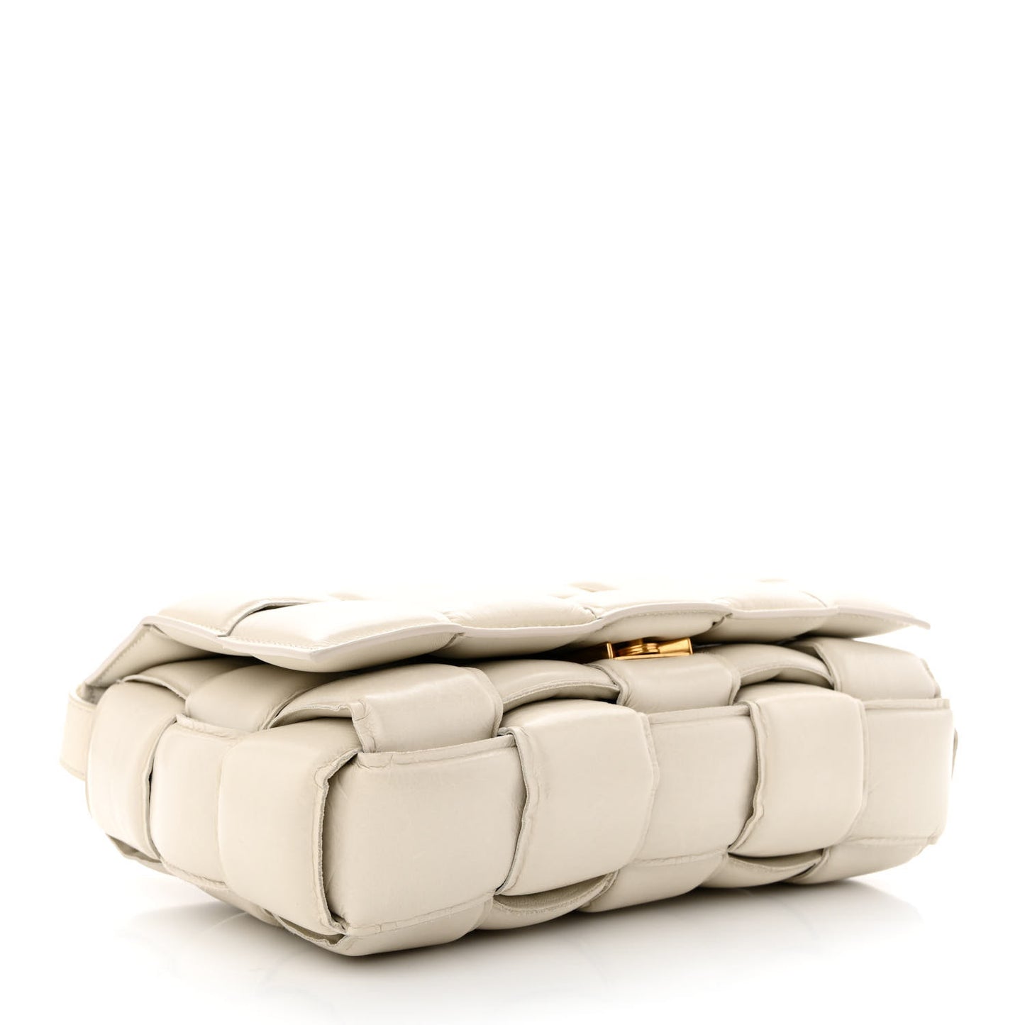 Paper Calfskin Maxi Intreccio Padded Cassette Crossbody Bag White