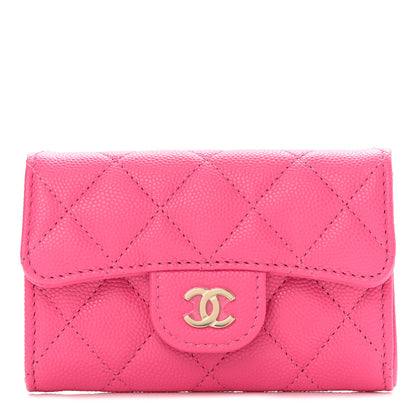 Chanel Caviar Quilted Flap Card Holder Wallet Pink 1 of 8