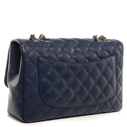 Chanel Caviar Jumbo Single Flap Navy Blue 3 of 8