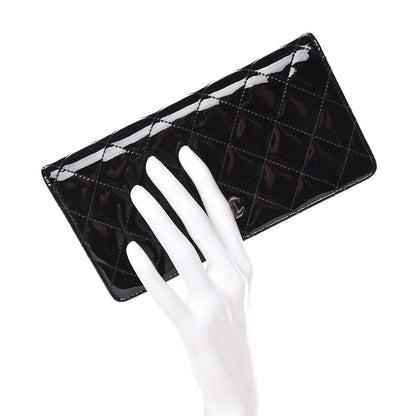 Chanel Patent Quilted Yen Wallet Black 2 of 13