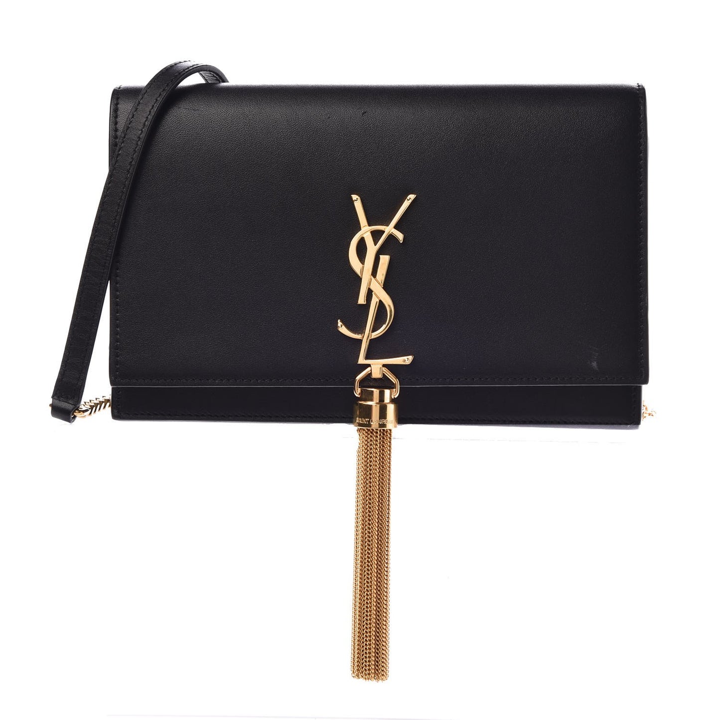 Smooth Calfskin Classic Monogram Kate Tassel Chain Wallet Black