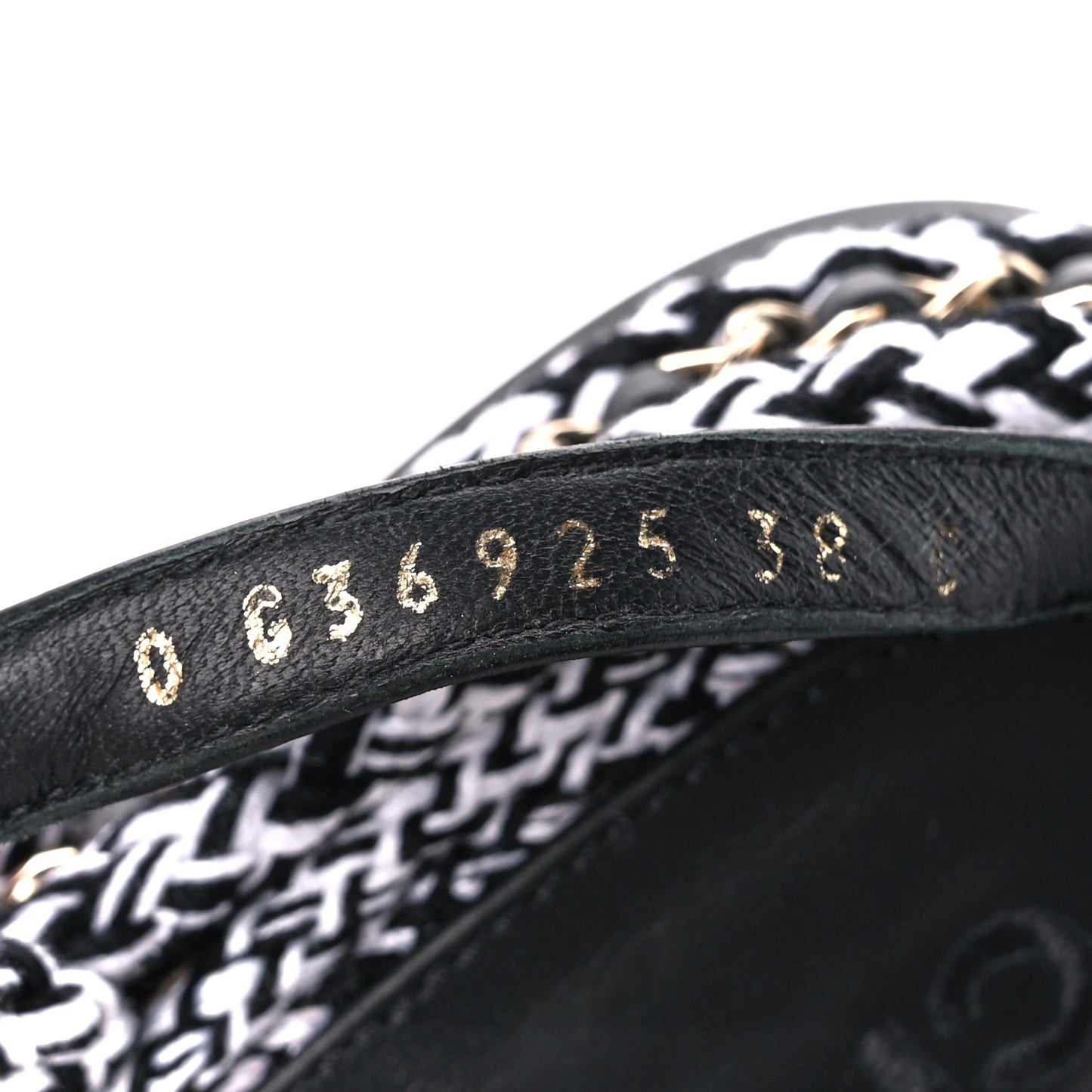 Cord Lambskin Quilted Logo Sandals 38 Black White