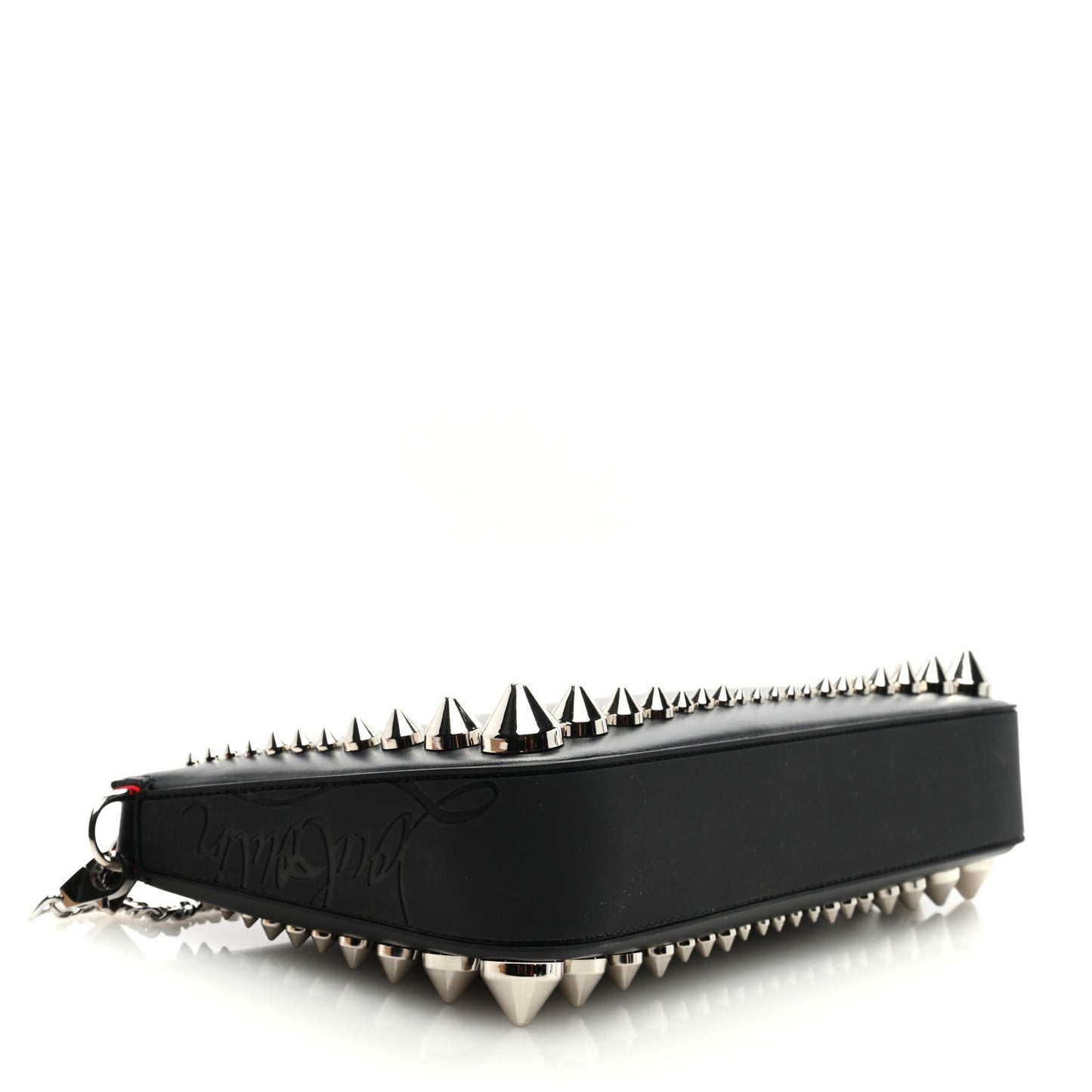 Calfskin Paris Spiked Loubila Chain Clutch Black