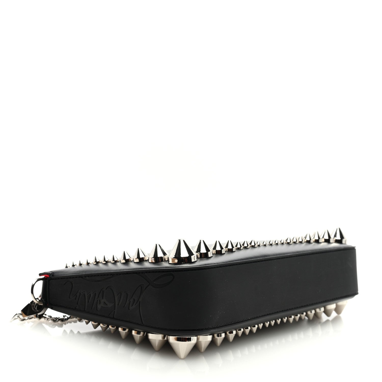 Christian Louboutin Calfskin Paris Spiked Loubila Chain Clutch Black 4 of 9