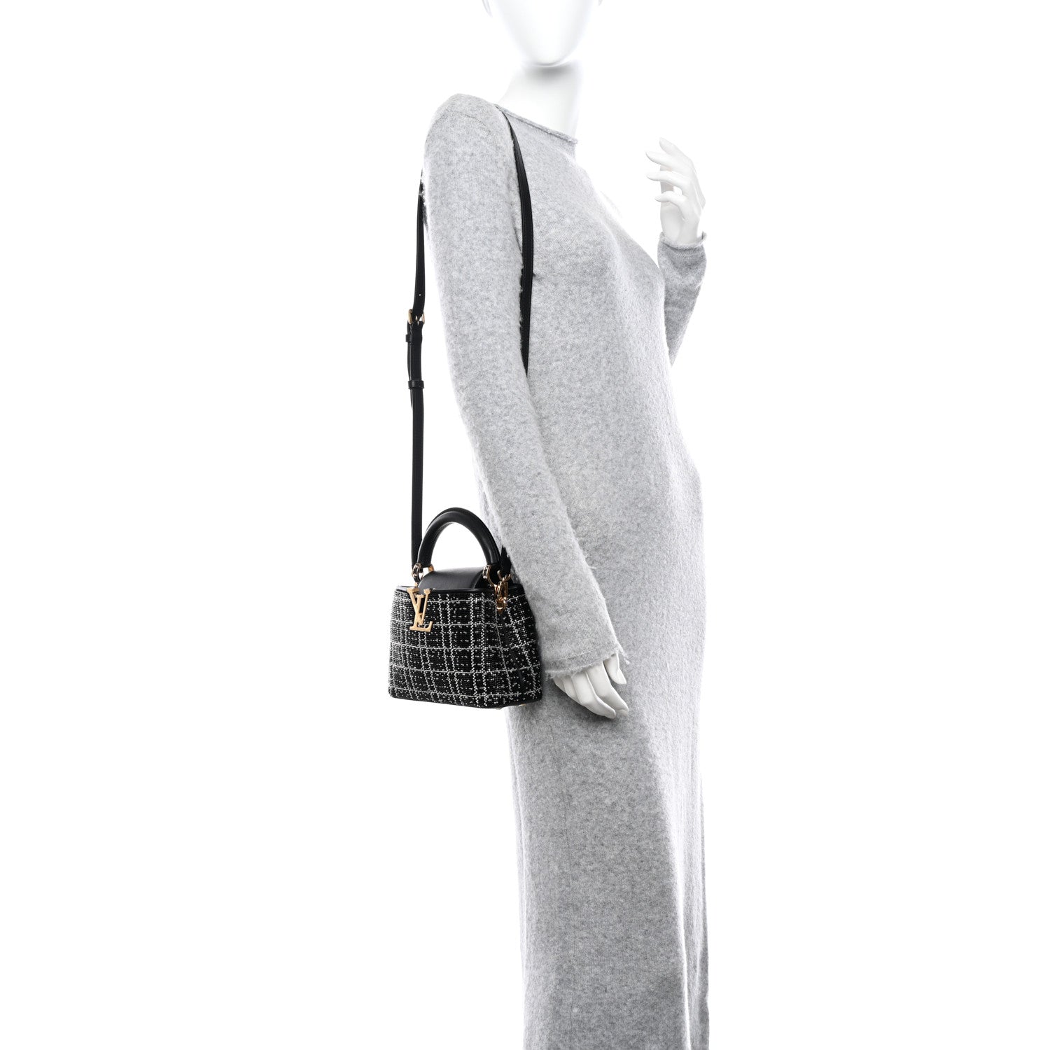 Louis Vuitton Bead Satin Embroidered Mini Capucines Black 3 of 9
