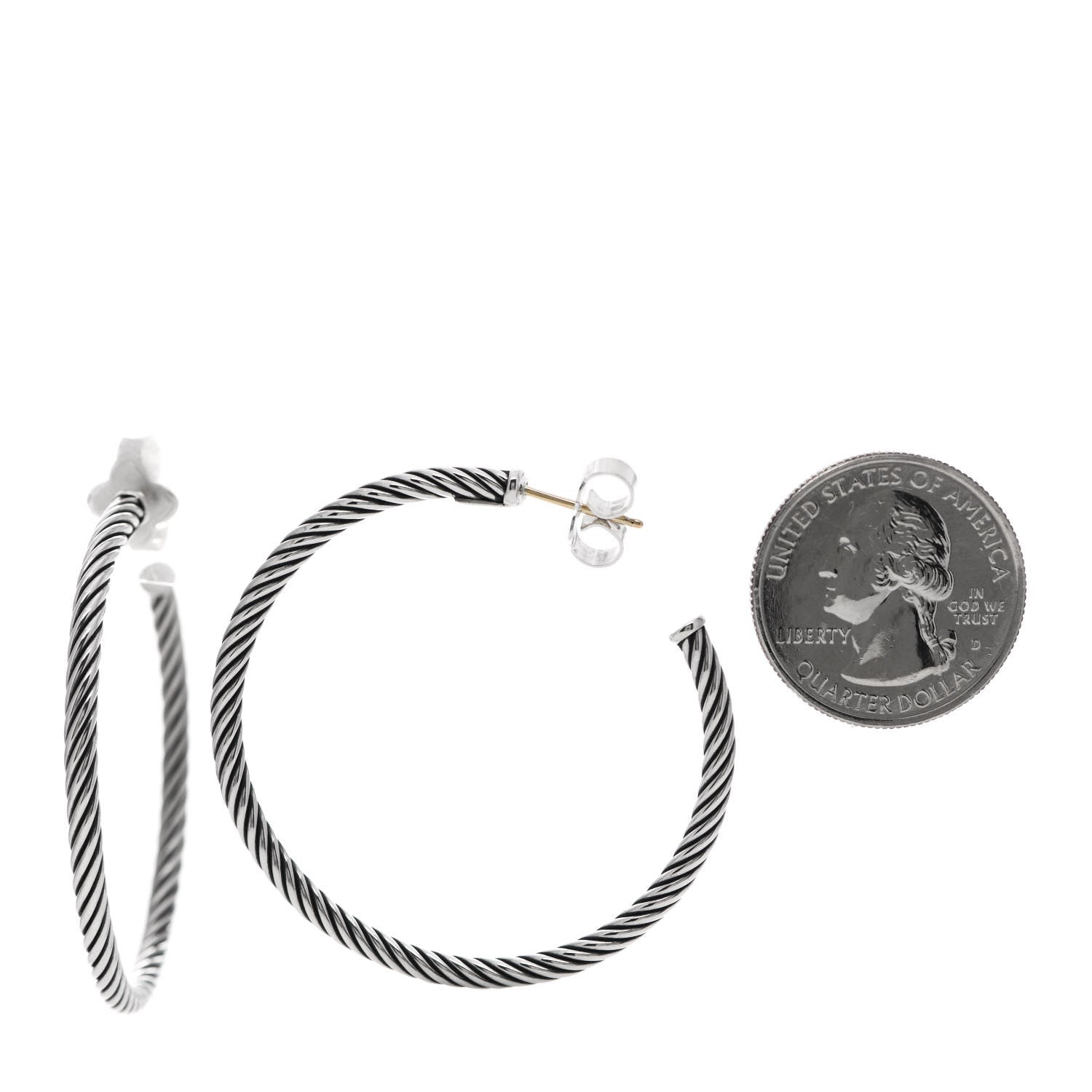 David Yurman Sterling Silver Medium Cable Classics Hoop Earrings 2 of 5