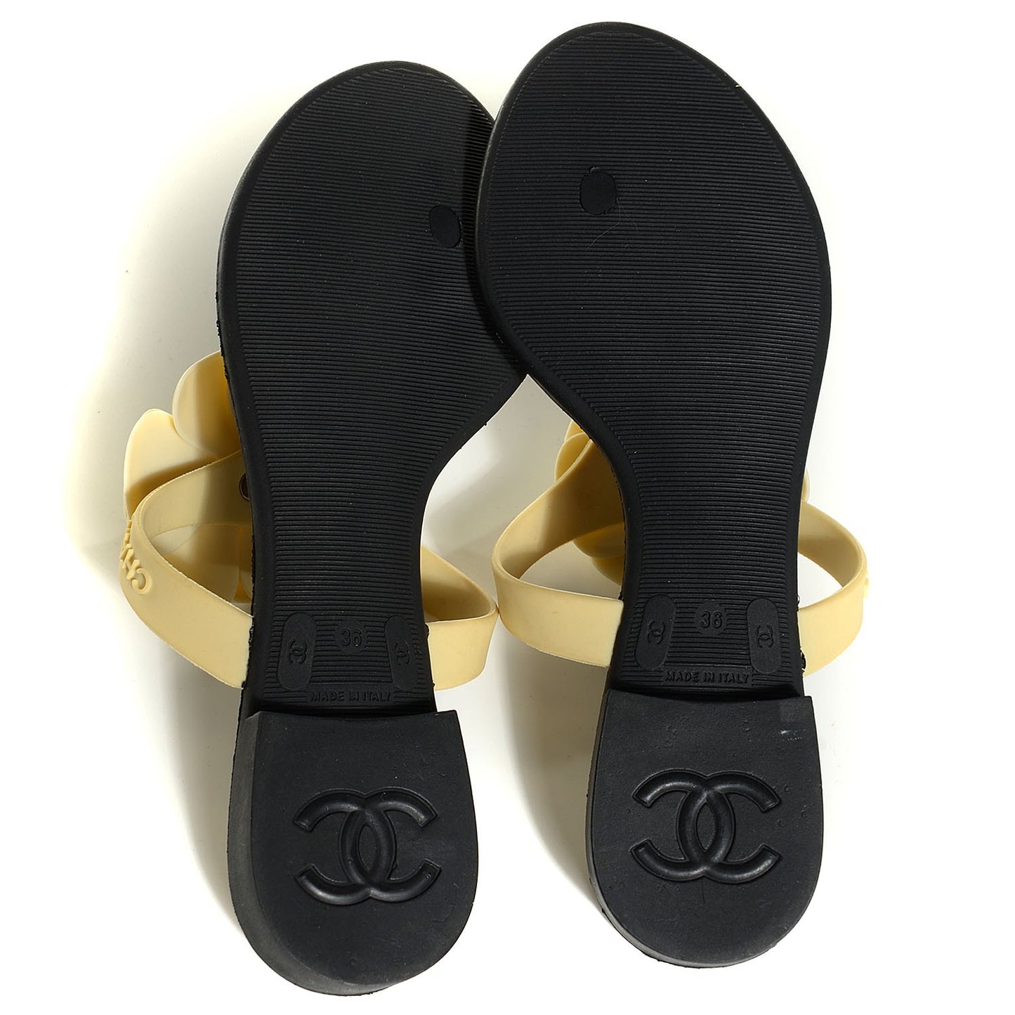 Jelly Quilted Camellia Thong Sandals 36 Black Beige