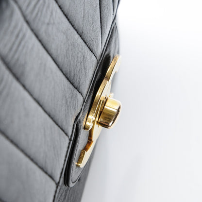 Chanel Lambskin Chevron Quilted Maxi Single Flap Black 13 of 15