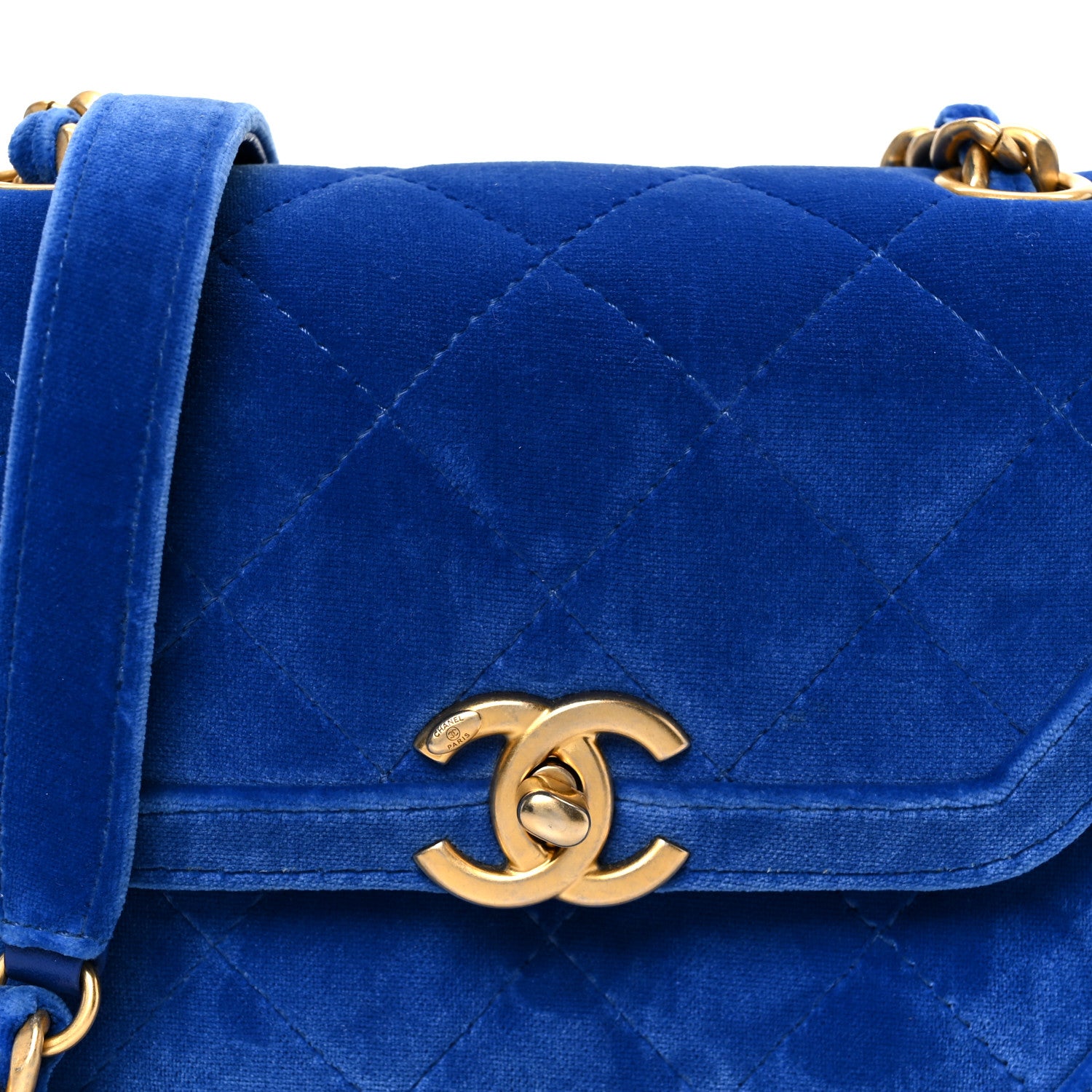 Chanel Velvet Quilted Mini Place Vendome Flap Blue 8 of 10