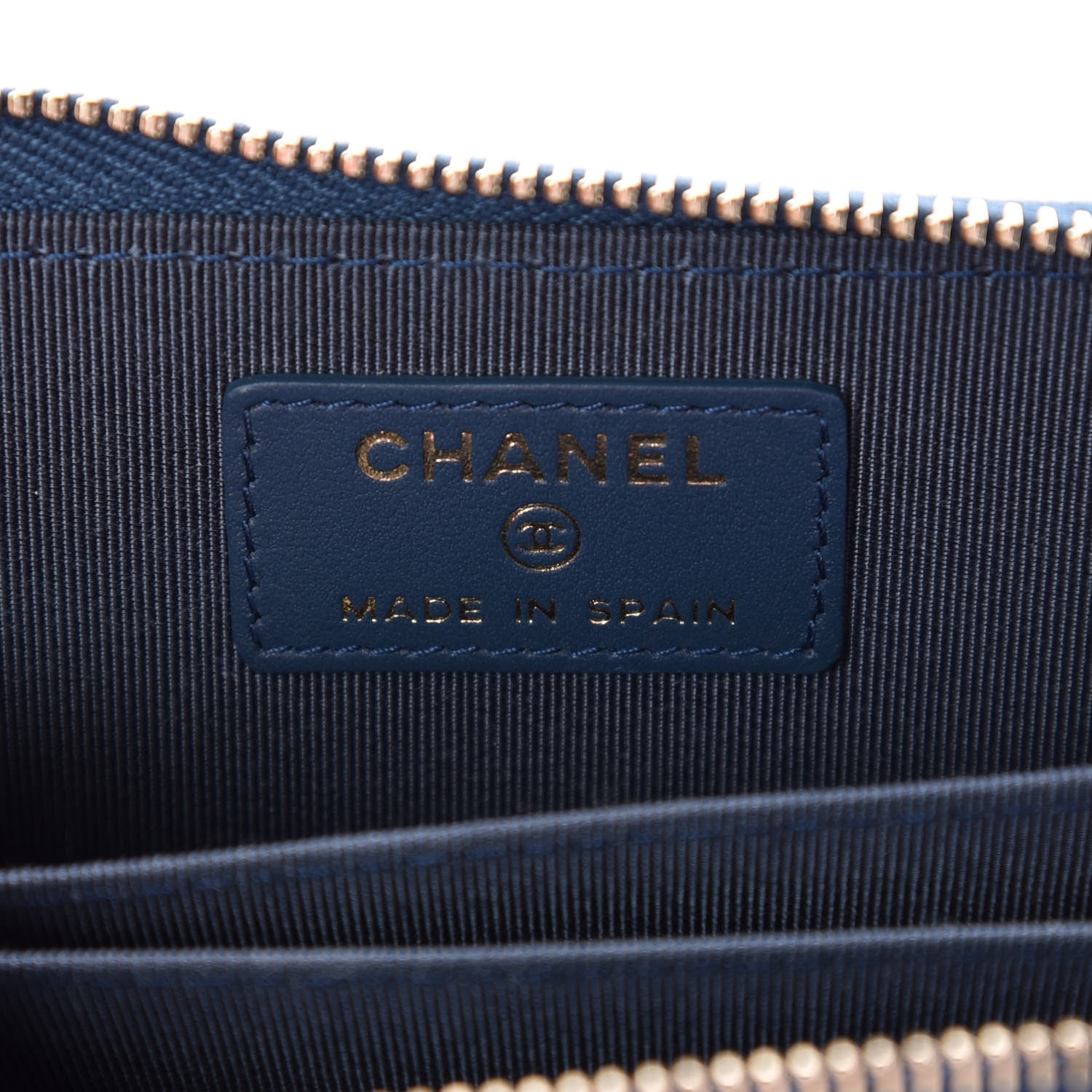 Chanel Metallic Caviar Quilted Zip Coin Purse Dark Blue 11 of 16