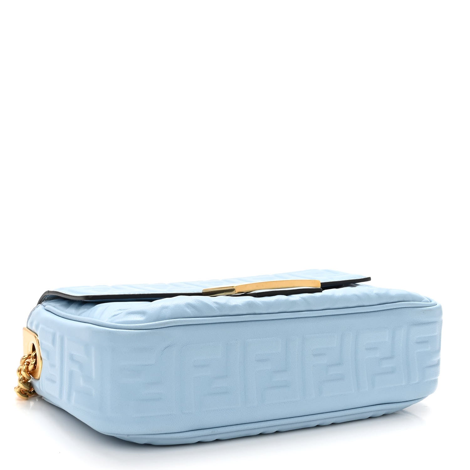 Fendi Nappa Small FF Embossed Midi Chain Baguette Azzurro Baby 4 of 9