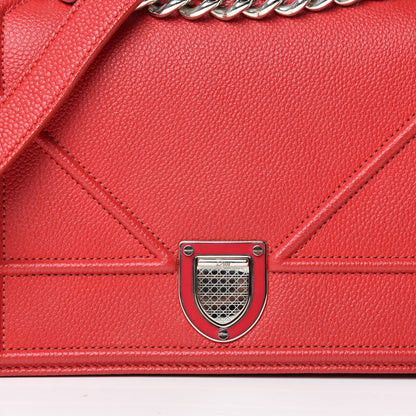 Christian Dior Grained Calfskin Medium Diorama Flap Bag Red 10 of 13